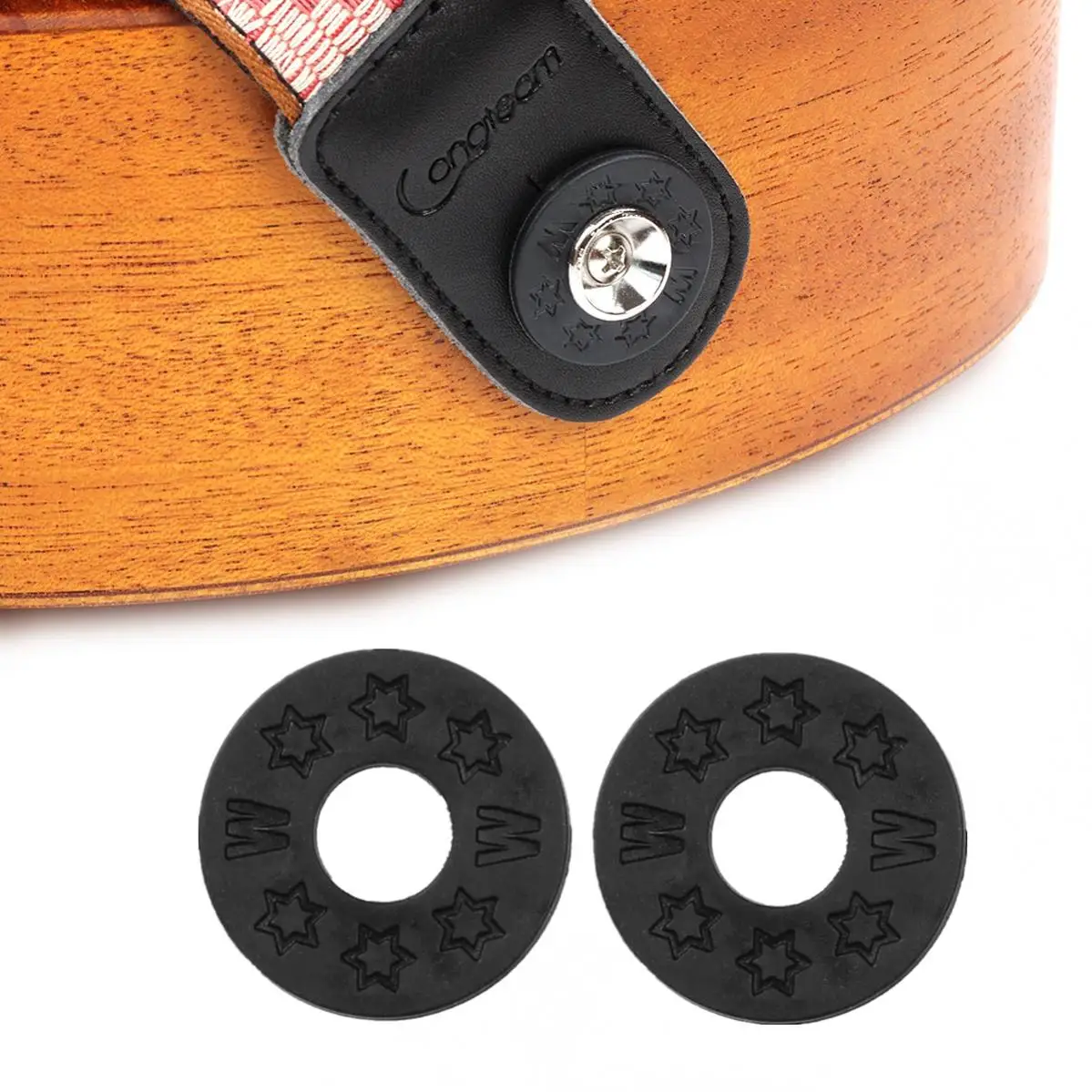 

2pcs/set Guitar Strap Non Slip Buckles Ukulele Anti Falling Rubber Cushion Strap Bass Tail Nail Pads