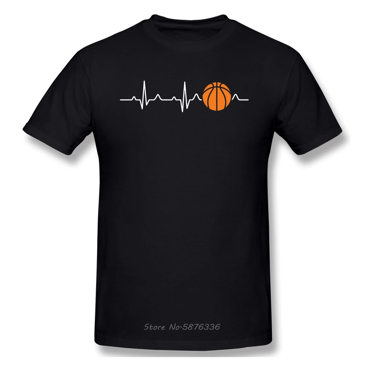 Basketball Heartbeat T-Shirt Men Birthday Gifts Short Sleeves Funny Tees O Neck Cotton Clothes Humor T Shirt