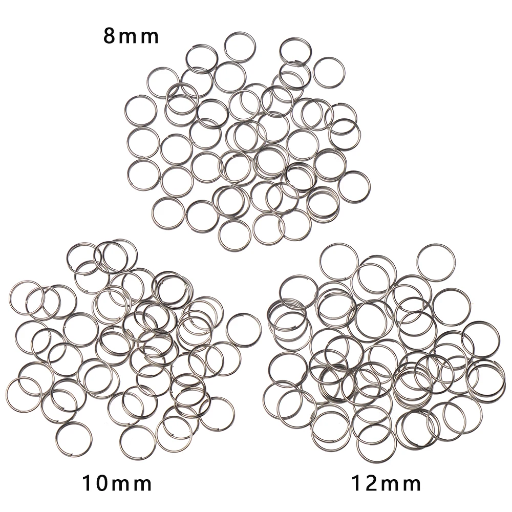 50pcs Metal Keyring Keychain Split Ring 8mm 10mm 12mm Key Holder Rings Women Men DIY Key Chains Circle DIY Pendant Tools