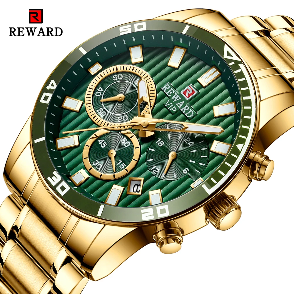 Erkek kol saati REWARD Men Watch Fashion Quartz Gold Clock Top Luxury Brand Mens Business Waterproof Watches Relogio Masculino