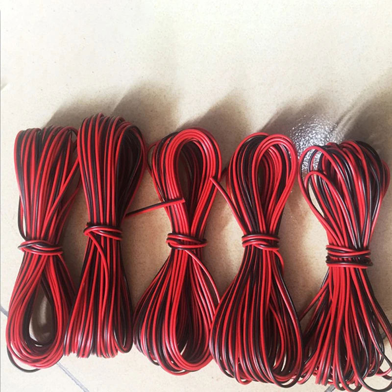 10m LED Cables 2 Pin LED Strip Cable 22AWG 2 Core Red Black Electrical Wire