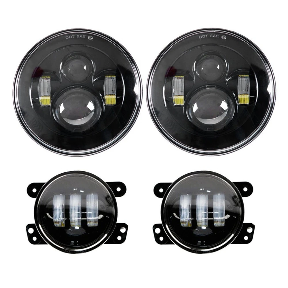 

2pcs 80W 7Inch Led Headlight With Front Bumper 30W 4 Inch Fog Lights For Jeep Wrangler JK 2 4 Door Unlimited 07-18 Accessories