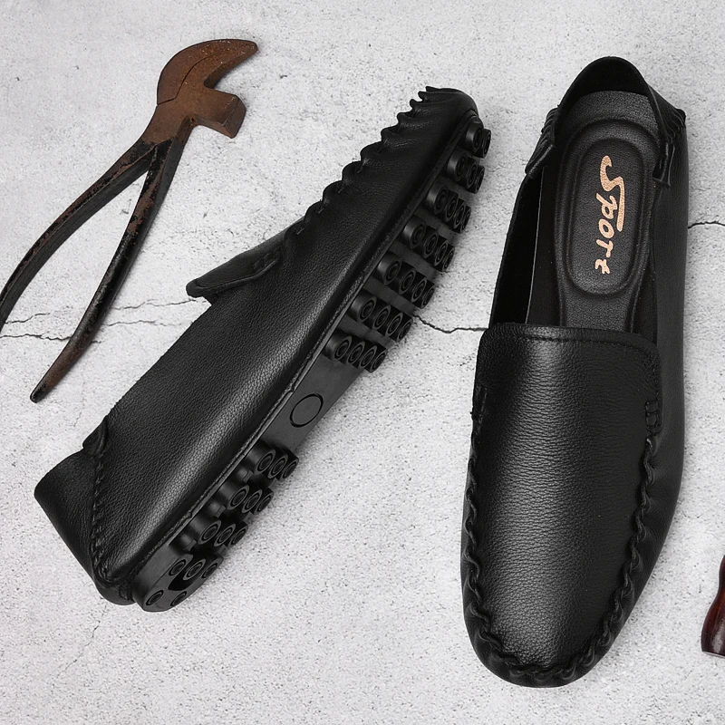 Large Size 47 Luxury Brand Men Loafers Genuine Leather shoes Men Casual Shoes Comfortbale Driving shoes Soft Moccasins Men Shoes