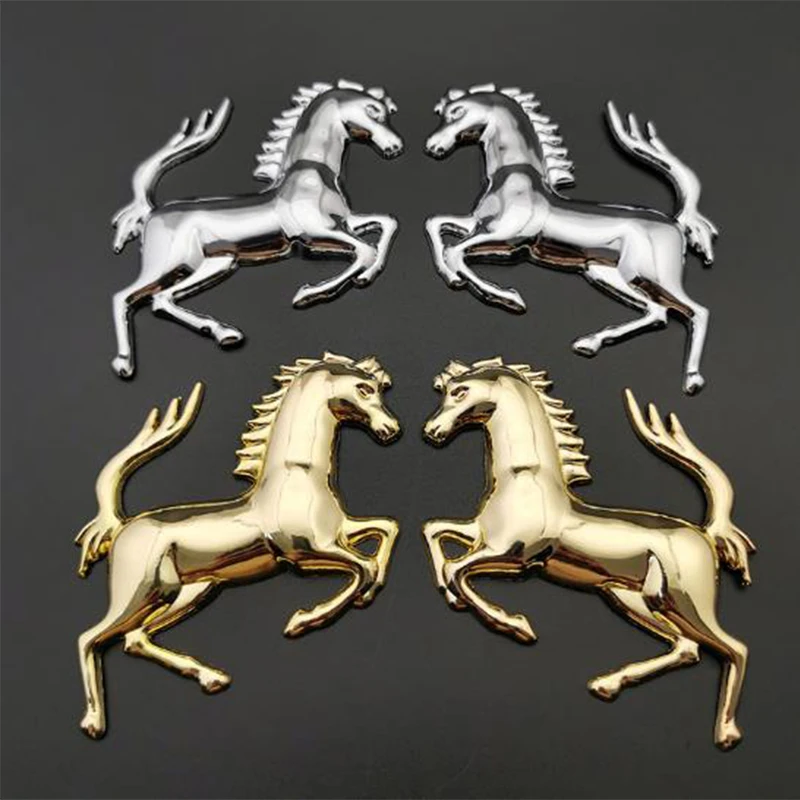 3D Metal Silver Running Horse Emblem Decal Stickers For Car Trunk Fender Window Bumper Body Badge Car Styling Accessories