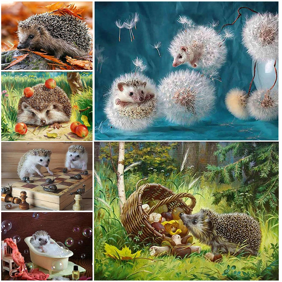 

5D DIY Diamond Painting Animal Hedgehog &Dandelion Cross Stitch Full Square Diamond Embroidery Mosaic Picture Rhinestones Decor