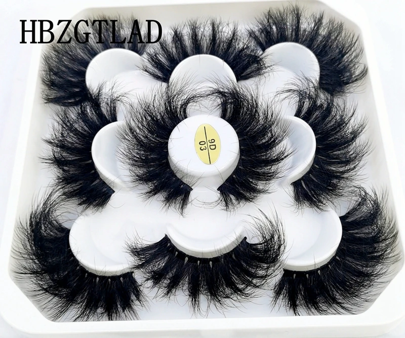 HBZGTLAD 5 Pairs 3D Soft Mink False Eyelashes Handmade Wispy Fluffy Long Fake Lashes Natural Eye Extension Makeup Kit Cilios