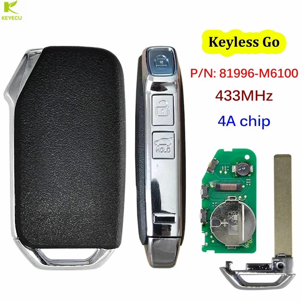 KEYECU Replacement 3 Buttons Keyless Go Smart Remote Key 433Mhz 4A Chip for Kia Sportage K5 Forte After 2017 81996-M6100 Q2000