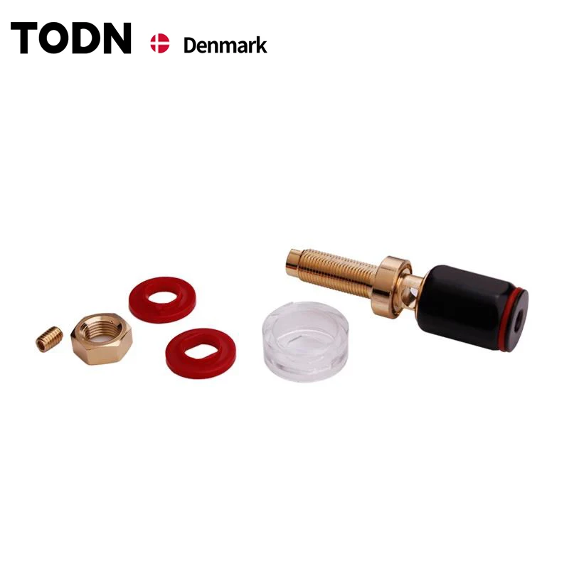 4 stuks zwart en rood gratis lassen koperen luidsprekerversterkerterminal voor 4 mm bananenstekker