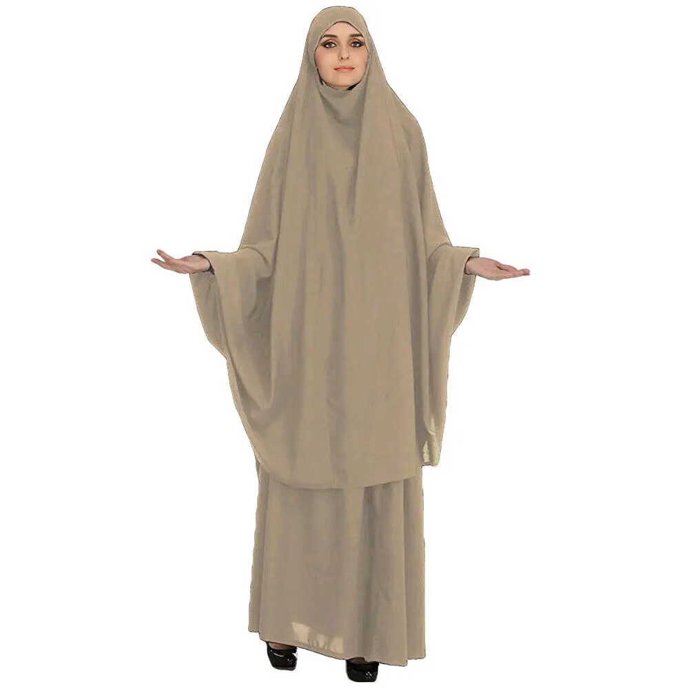 2 pezzi donne musulmane con cappuccio Khimar tubo gonna preghiera islamica indumento Eid Ramadan Abayas Burqa caftano Abaya abito abito arabo