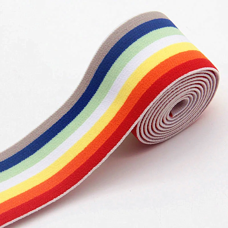 Rainbow High Elastic Bands 4cm Wide Grain Trousers Elastic Ribbon Waistband 40mm Thickening Latex Webbing Bags\' Sewing Cloth 1M