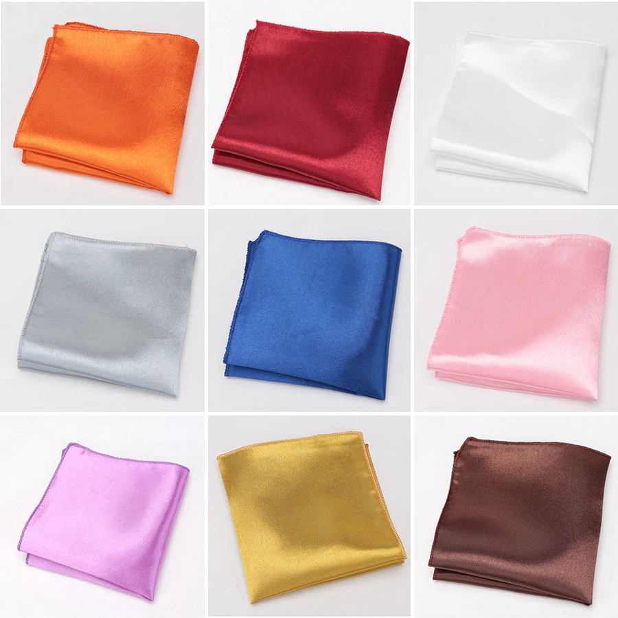 Men's Satin Handkerchief for Men Solid Fashion Mens Suits Pocket Square Business Wedding Chest Towel Hanky Suit Napkin Hankies