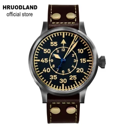 Hruodland Distressed Automatic Pilot Men Watches vetro zaffiro SW200 10ATM orologio da polso meccanico da sub nero per uomo regalo maschile