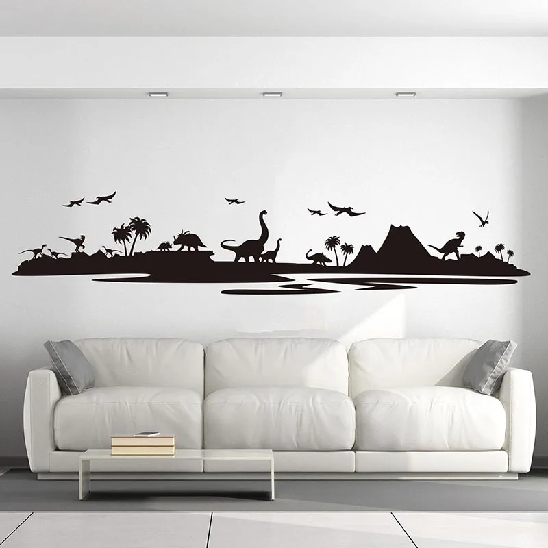 Large Dinosaur Wall Sticker Bedroom Playroom Forest Skyrim Tree Dinosaur Animal Wall Decal Nursery Kids Room Vinyl