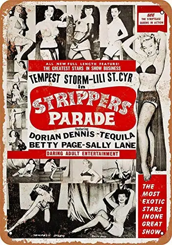 8 x 12 Metal Sign - Strippers Parade - Vintage Wall Decor Art