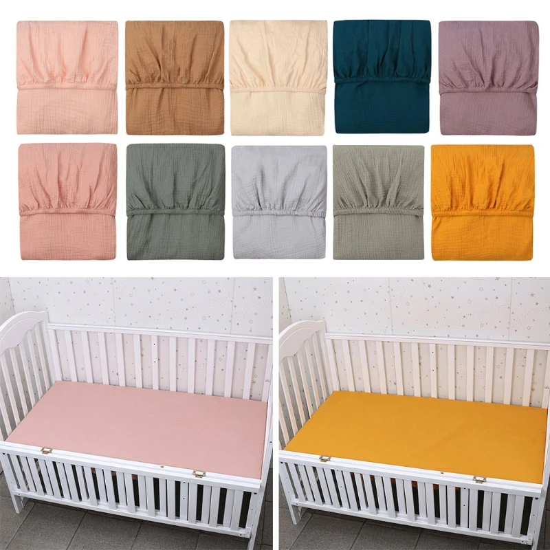 Baby Bed Fitted Sheet Cotton Crib Fitted Sheet Bedding Protector Solid Color Mattress Cover for Unisex Baby Boys Girls Dropship