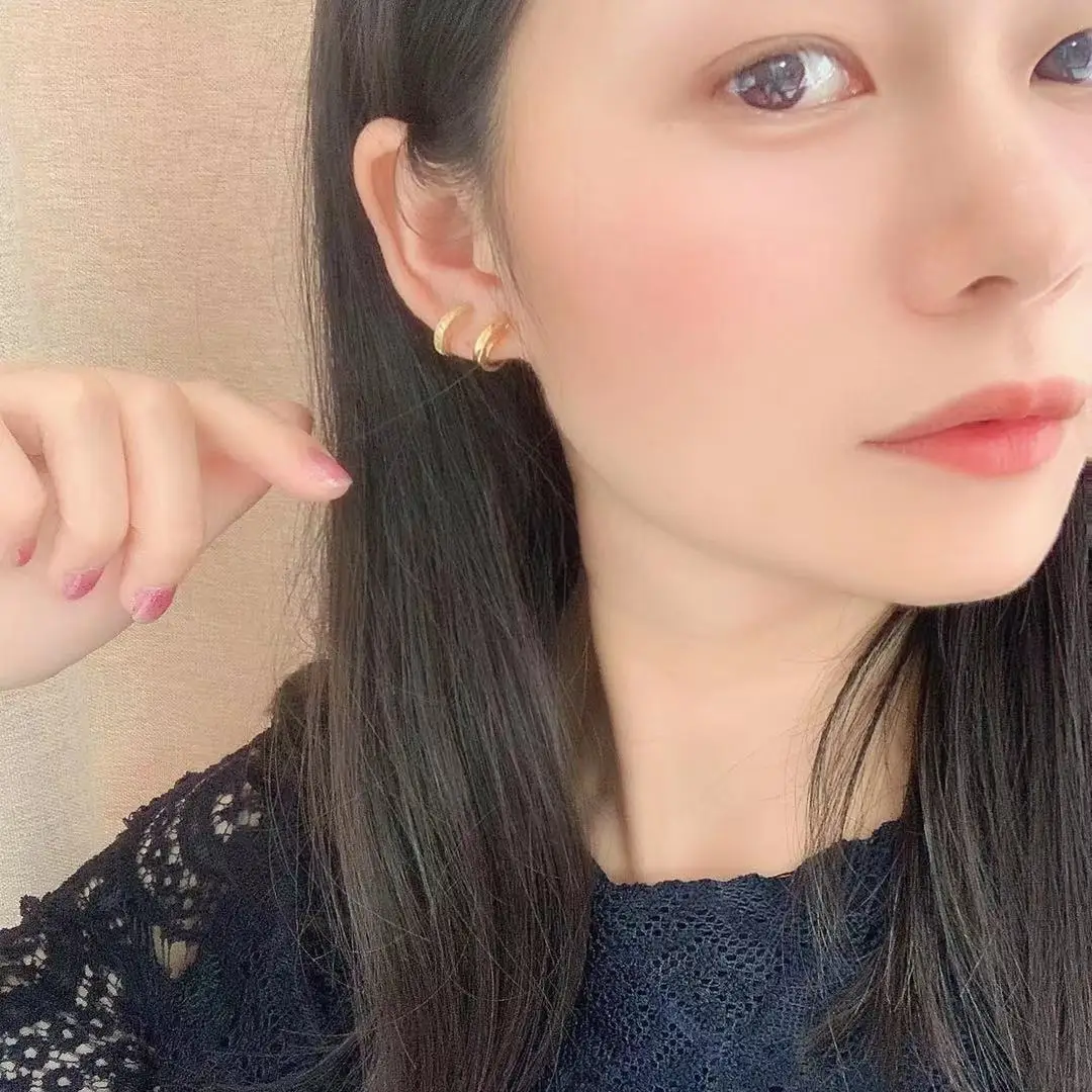 Simple Mosquito Coil Ear Clip Double Ear Ring Conjoined Earring Circle Simple Temperament Earring Female Hot Sale