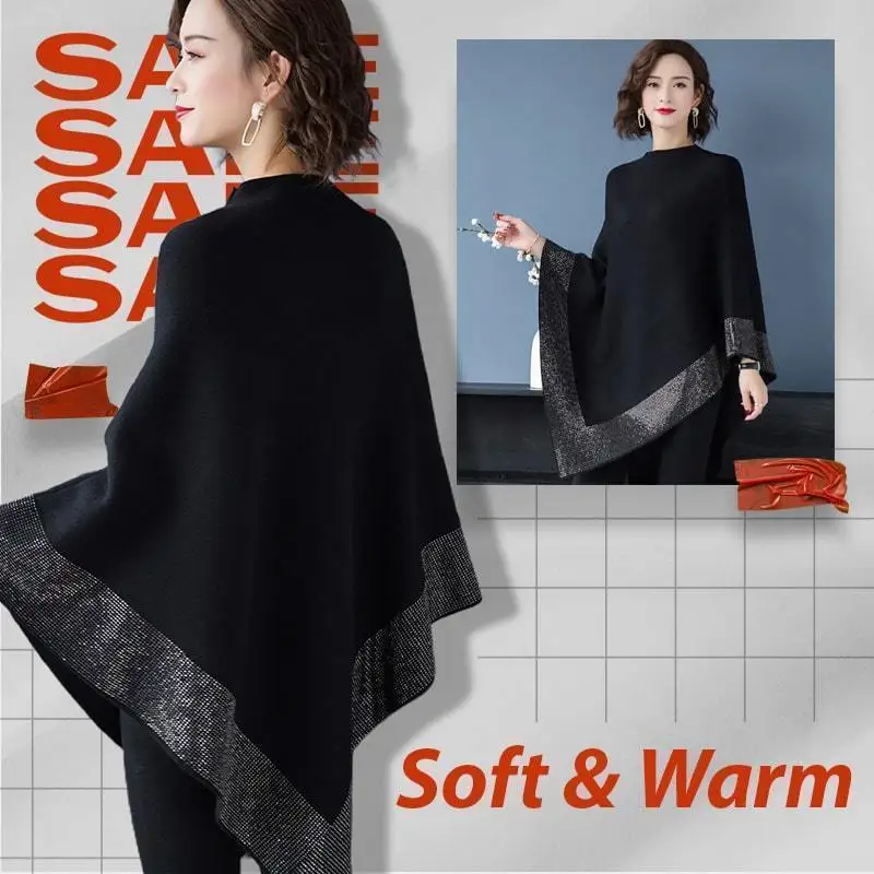 Blend fallow set drill long cape wool sweater, net red small fragrant wind set shawl sweater female autumn winter new style