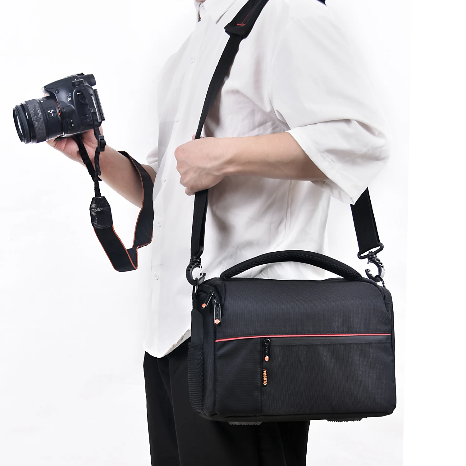 Fusitu DSLR torba na aparat cyfrowy wodoodporny Nylon torba na ramiฤ do obiektywu Canon M50 600D 60D 80D Sony A6000 A7 III Nikon Z50