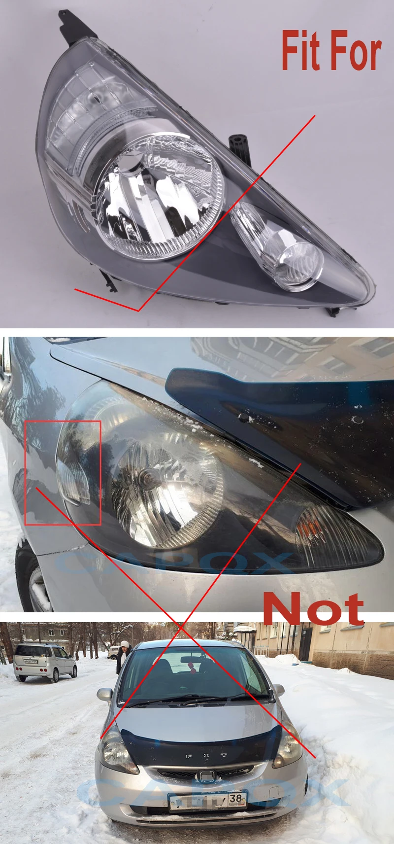 CAPQX 2PCS Car Replacement front Bumper headlight headlamp head light head lamp For FIT JAZZ 2005 2006 2007 2008 GD1 GD3