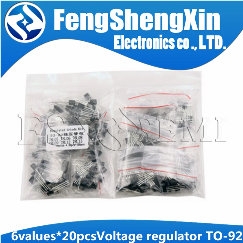 

6values*20pcs=120pcs New 78L05 78L06 78L08 78L09 78L12 78L15 TO-92 Voltage regulator tube Transistor package Assorted Kit