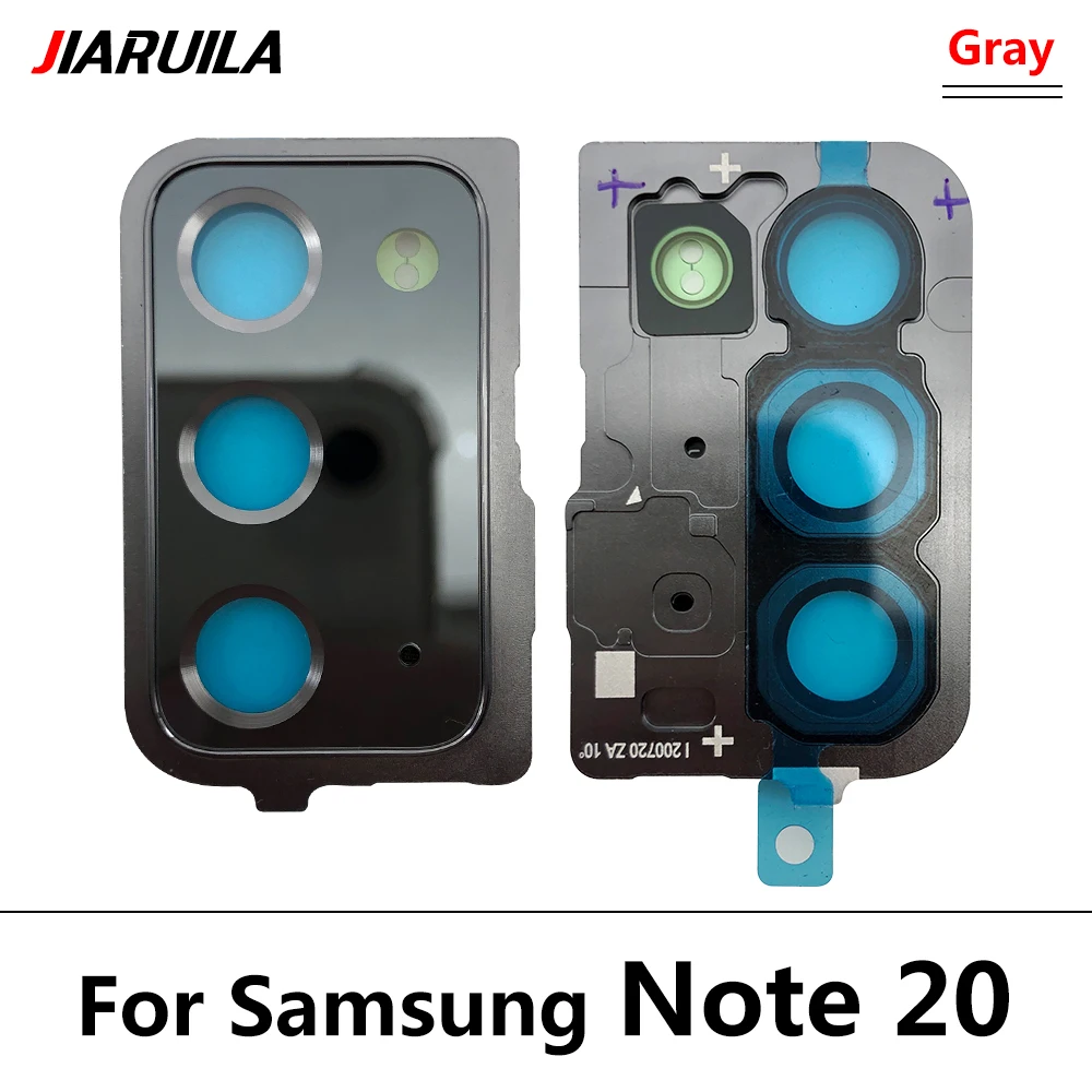 Lente de Cristal con marco para Samsung Note 20, cubierta de lente de cámara trasera con soporte de marco, piezas de repuesto, 2 unidades