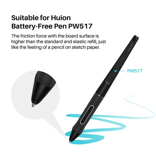 Imagen 2 del producto Puntas de fieltro Huion o punta de bolígrafo de repuesto estándar para lápiz óptico Digital PW517 Pen Tablet KD200 Kamvas Pro 16 4K Kamvas 24 Kamvas 13