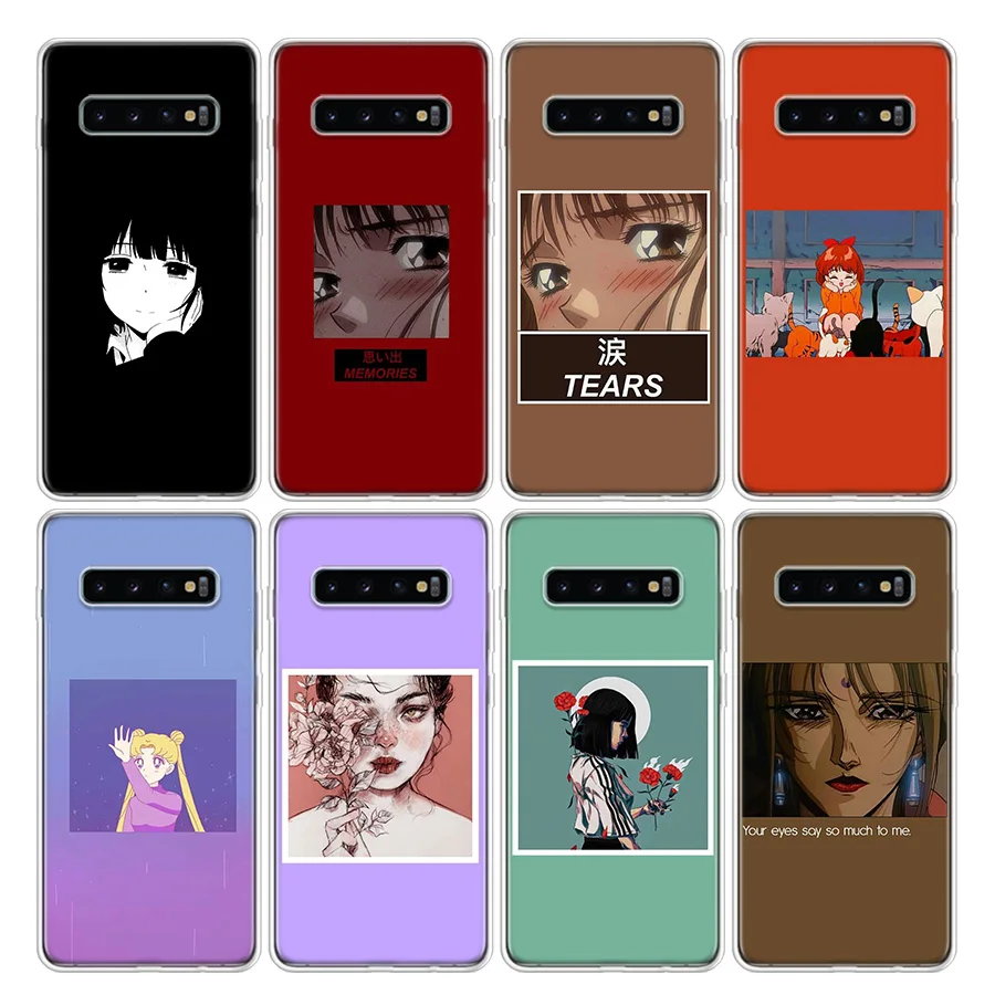 Sad Anime Girl Lockscreen Phone Case For Samsung Galaxy A51 A50 A71 A70 A41 A40 A31 A30S A20E A21S A10S A11 A01 A6 A7 A8 A9 Cove