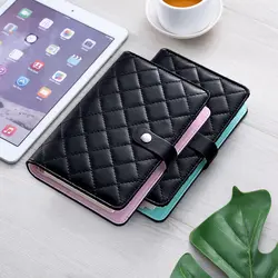 Hardcover Leather Cover Journal Notebooks Ring Binder Pocket Refillable Kawaii Diary Organizer A6 Black Quilted Planner