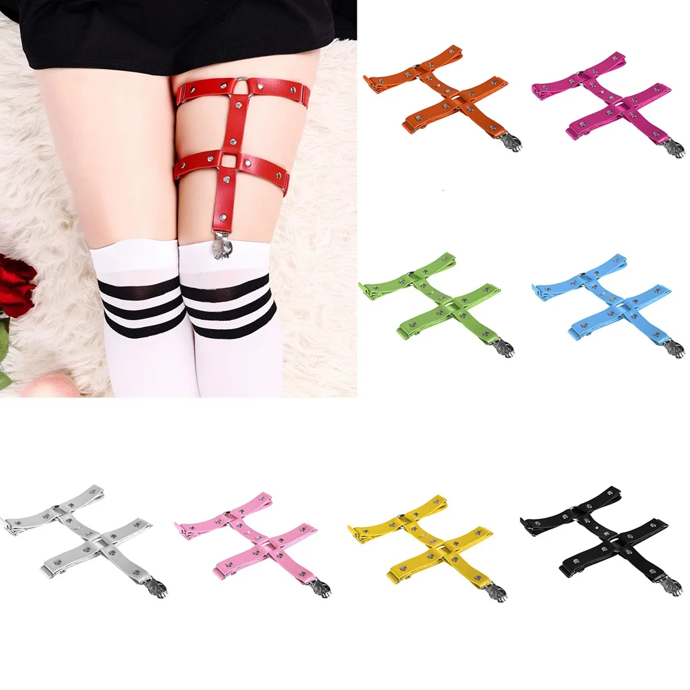 1PC Harness Women Sexy Garter Belt Lingerie Leather Punk Elastic Harness Suspender Strap Leg Stockings Garters ClipS Girl Thigh