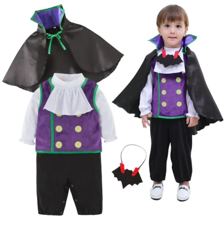 Halloween Costume Boy Long Sleeves Vampire Cosplay Baby Performance Suits/4-piece Set Children\'s Garments 3084