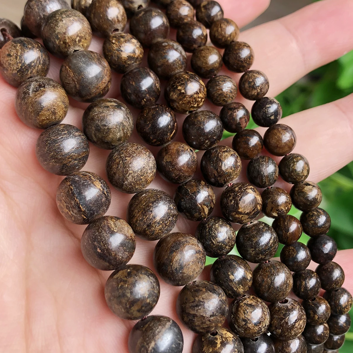 wholesale 4.6.8.10. 12mm  Natural Bronzite Round stone Beads 15.5\