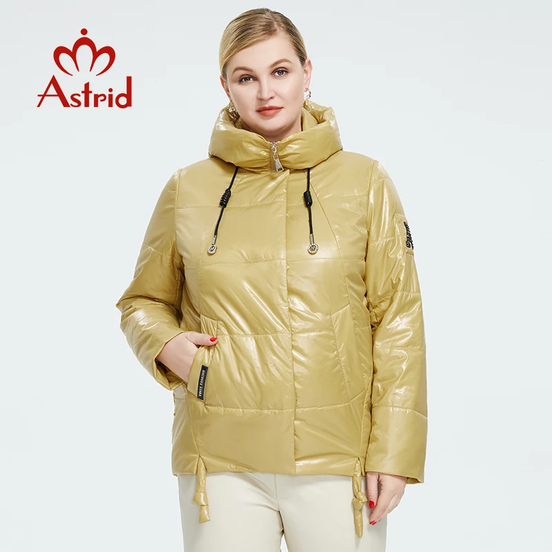 Astrid 2022 New Women\'s Spring Autumn Oversize Quilted Jacket Warm with hood zipper Coat Women Parkas Casual Outerwear AM-9508