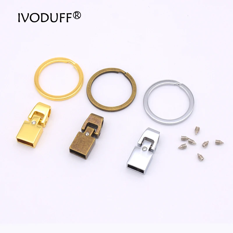 5x Zinc Alloy Key Fob Hardware 10MM For Leather Keychain Making,DIY Keychain Metal Part With Diamond