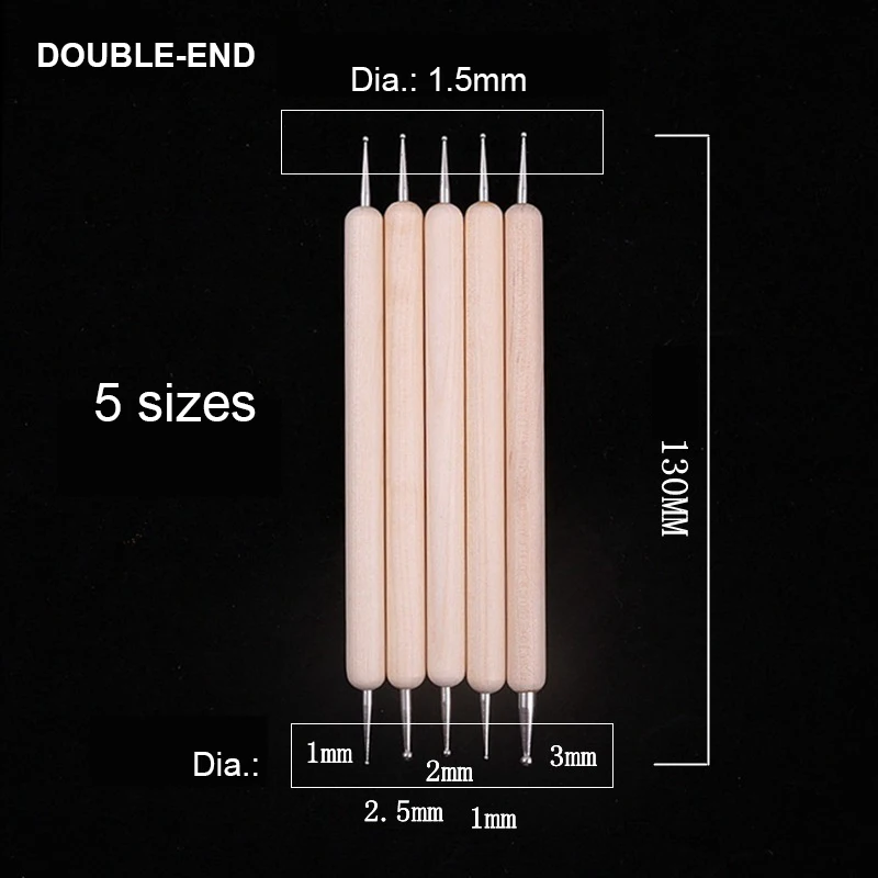 5 Pcs Point Drill Creasing Pen Clay Modeling Tool Spiral Double Head Art Dotting Pottery Tools DIY Ball Styluses Tools