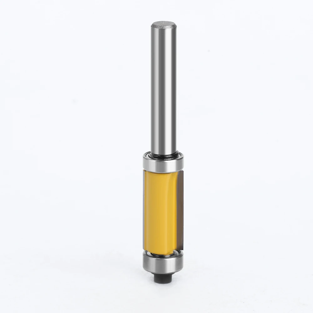 LAVIE 1pcs 8mm shank Double Bearing Straight 1 Inch Trim Router Bit Trimming Knife Milling Cutter Carbide Flush Woodworking