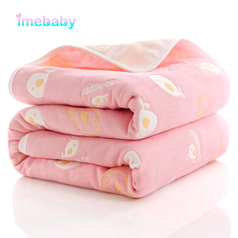 Imebaby baby blanket bath towel 110 cm and 80 cm six-layer cotton muslin newborn cover blanket child bedding blanket