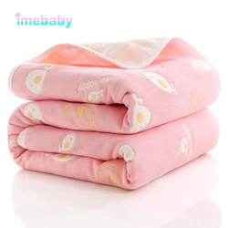 Imebaby bebê cobertor toalha de banho 110 cm e 80 cm seis-camada de algodão musselina recém-nascido cobertura cobertor de cama criança