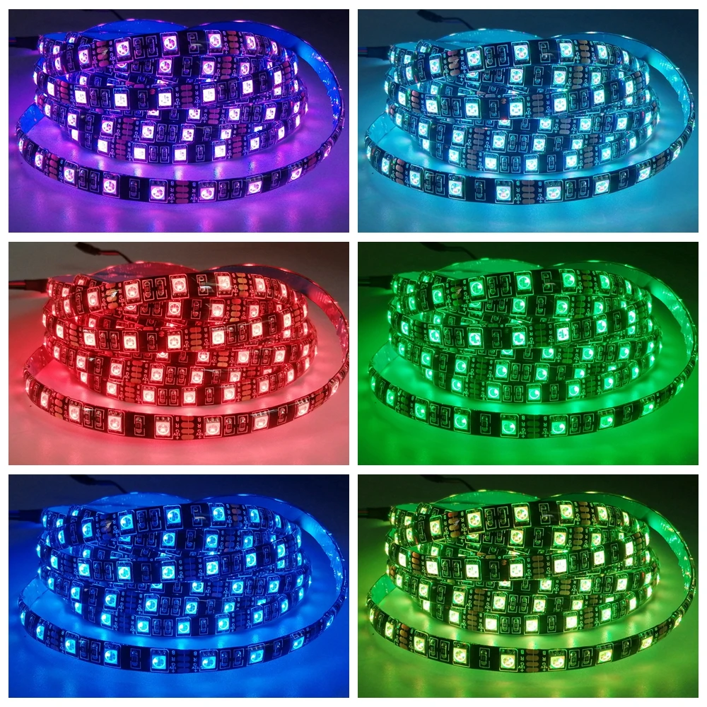 5M 5050 RGB LED Strip 17Key RGB Controller Led Dimmer 150/300Leds RGB Kit For Home Decoration Lighting White/Black PCB