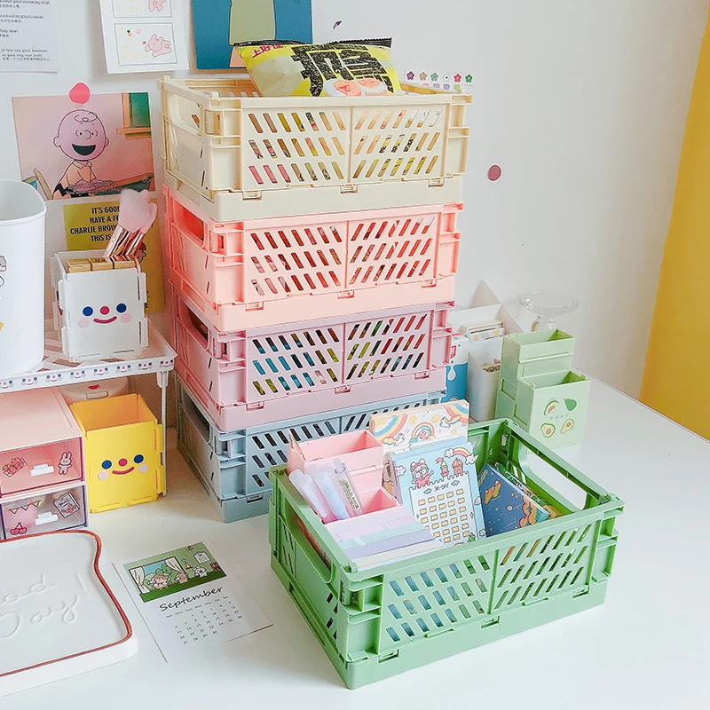 

Mini Desktop Cream Colour Plastic Foldable Stationary Organizer, Pen, Pencil, Masking Tape, Small Thing Storage, 1 Pc