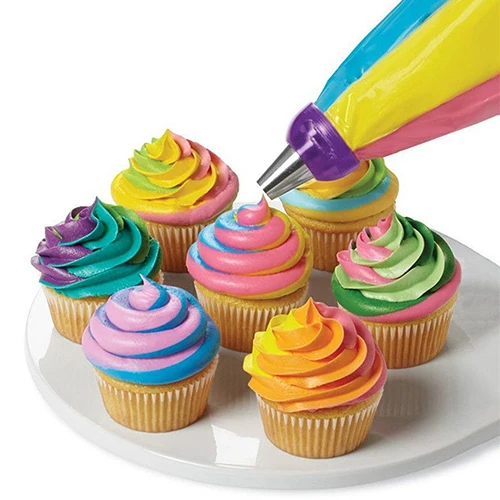 Dessert Decorators NEW Tri-color Cream Nozzle Coupler Icing Piping Bag Converter Cupcake Cake Decorating Tools 3 Color