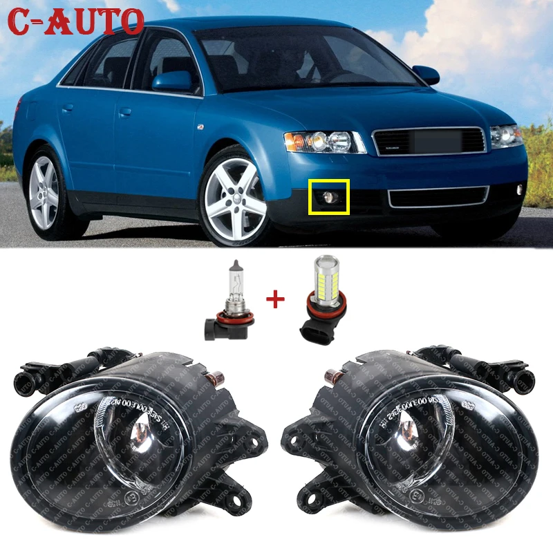 Car Left Right Front FogLight Lamp With Halogen and LED Bulbs For Audi A4 B6 2001 2002 2003 2004 2005 For RS4 2006 2007 2008