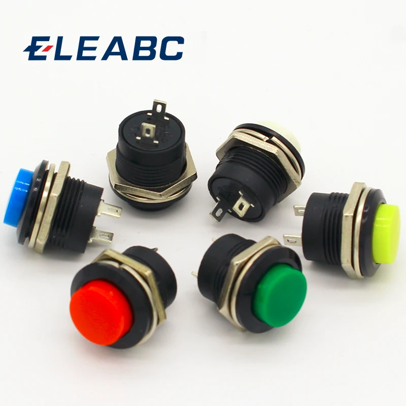 12pcs R13-507 Momentary SPST NO Red Round Cap Push Button Switch AC 6A/125V 3A/250V 6color