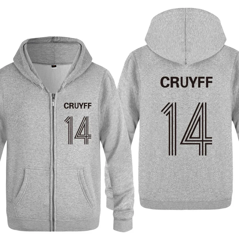 Zipper Hoodies Men JOHAN CRUYFF 14 Printed Mens Hoodie Fleece Long Sleeve Man\'s Jacket Sweatshirt Fitness Tracksuit Fans Coat