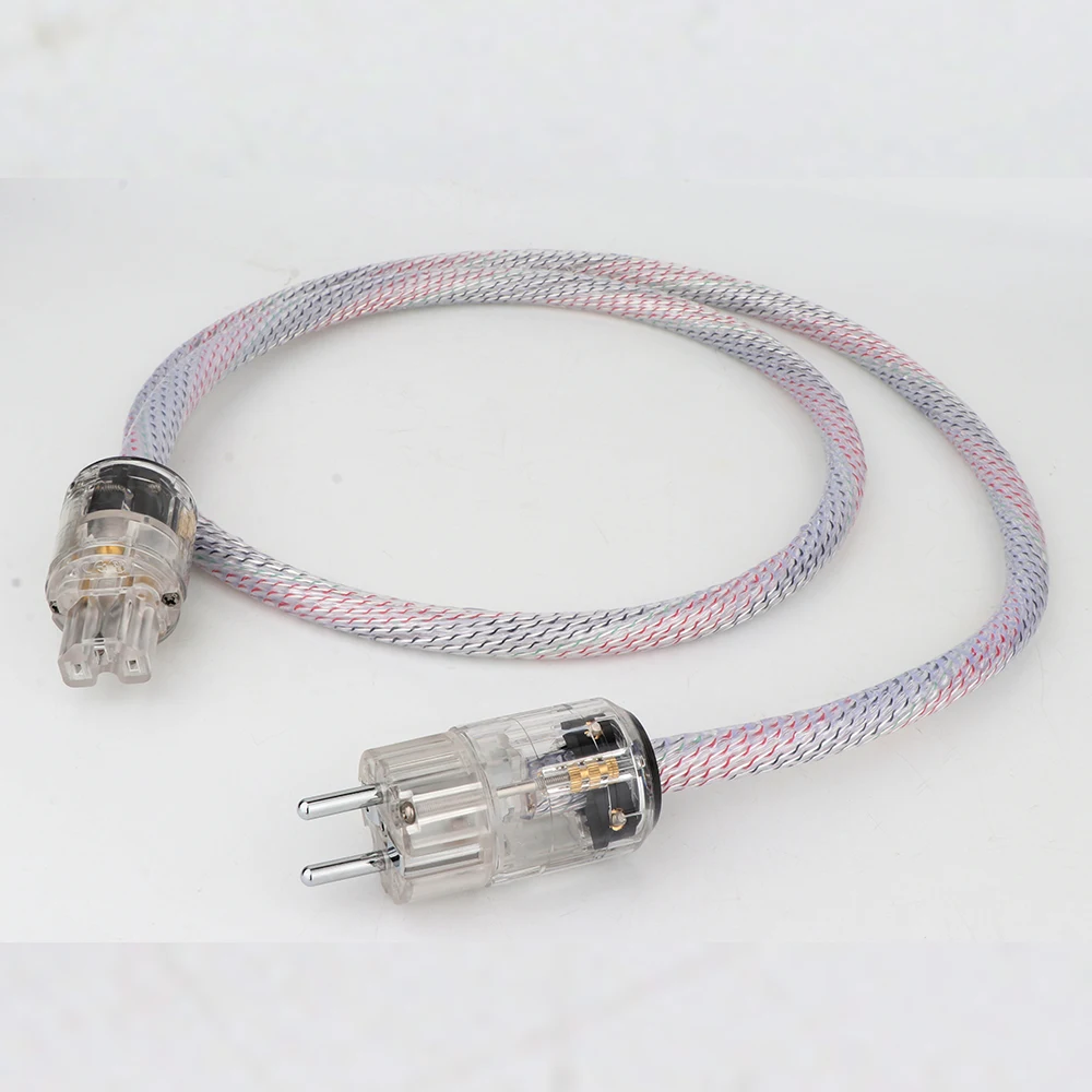 HiFi Audio Main Speaker Power Cable Valhalla Schuko 7N OFC Power Cable Power Cord With EU/US Transparent Rhodium Power Plug