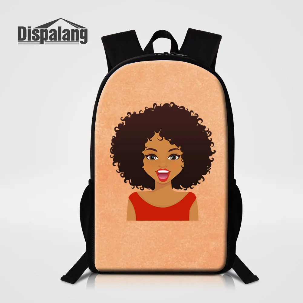 

American African Black Girl Printing Backpack For School 16 Inch Polyester Sublimation School Bag Women Fashion Custom Bookbag