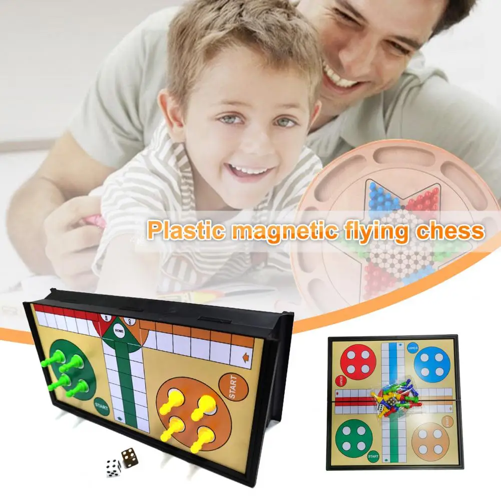 25cm Ludo Board Creative Game Magnetic 5 In 1 Plastic with Folding Chessboard Ludo Chess for Kids Children Education toy