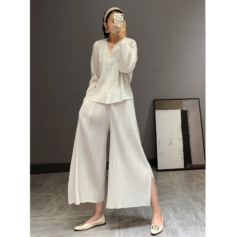 

Pleated Spring Autum 2020 New Style Plus Size Suit Two Piece Set