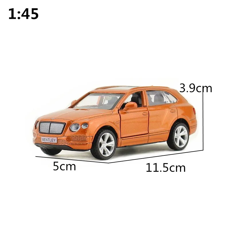 Diecast Metal Toy Model 1:45 Scale Bentley Bentayga SUV Car Pull Back Doors Openable Educational Collection Gift Kid Match Box