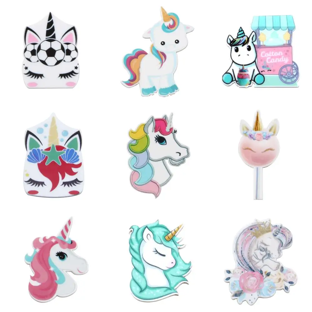 10pcs Unicorn Horse Resin flatback For Hair Bows Custom Cartoon Planar Resin Designs Crafts For DIY Phone Decorations,5Yc17423