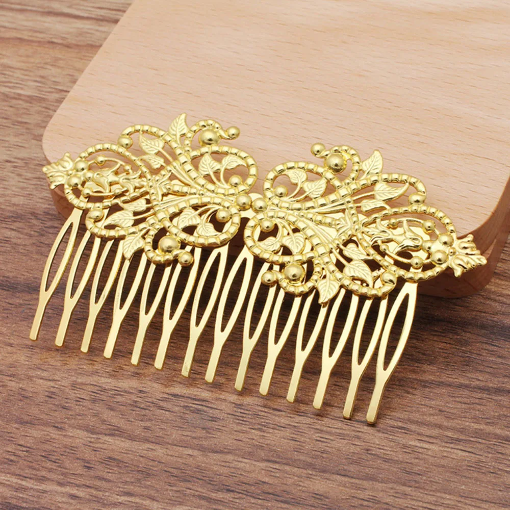 REGELIN 55X95mm Vintage 14 Teeth Comb Hair Jewelry Charm Women Flower Motif Hairpin Hairclips Barrettes Retro Fashion Hair Wear